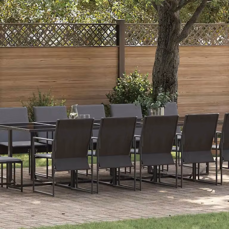 Set da Pranzo per Giardino e Terrazzo vidaXL in Acciaio Antracite e Vetro, 15 Pezzi