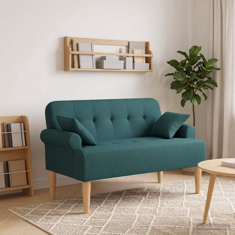 Loveseat vidaXL in velluto verde con cuscini coordinati L: 120 cm, P: 65 cm, H: 79 cm