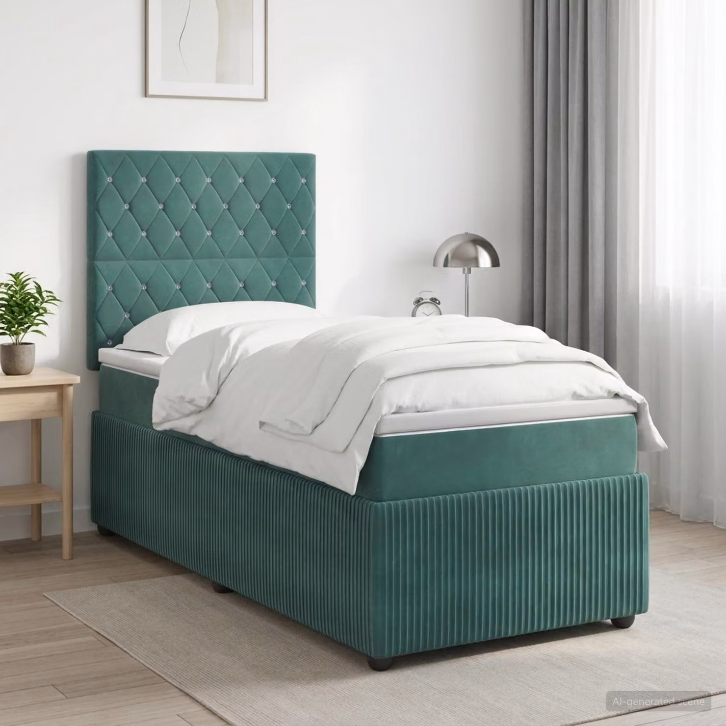 Letto box spring con materasso vidaXL in velluto verde scuro, L/P/H: 100 x 200 x 76,5 cm
