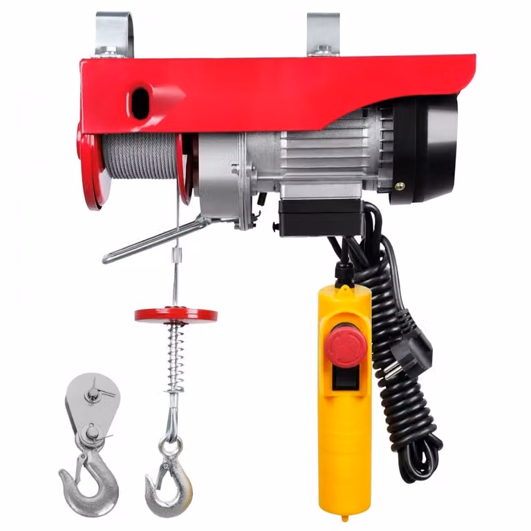 Argano elettrico a fune 125-250 kg - Altezza di sollevamento 12 m - Argano a fune motorizzato 510W - Motore in rame - Blocco puleggia 10m/min - Paranco con telecomando a filo - Paranco a fune a catena