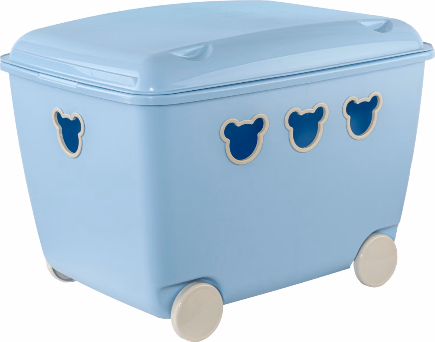 Bear Box Scatola portagiochi con coperchio e ruote Scatola portaoggetti Bear 55L Blu