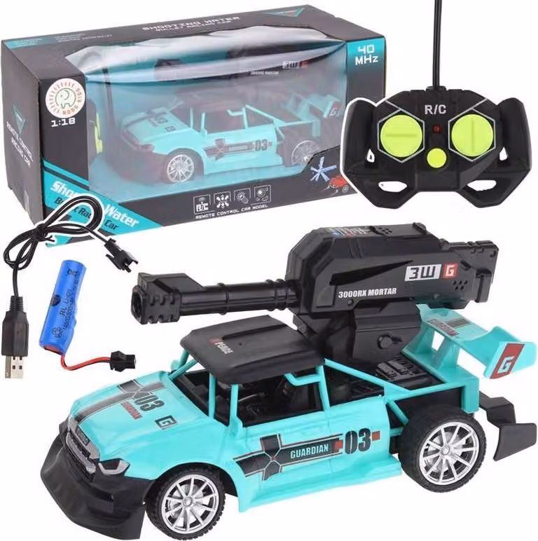 Auto telecomandata con lanciatore che spara palline di gel pilota