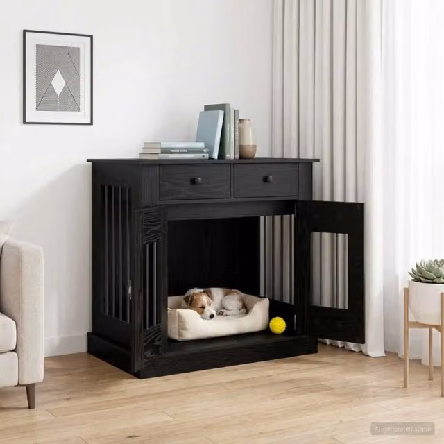 Mobile da cassa per cani vidaXL in MDF, colore Nero, L 80 x P 47,5 x H 80 cm – 1