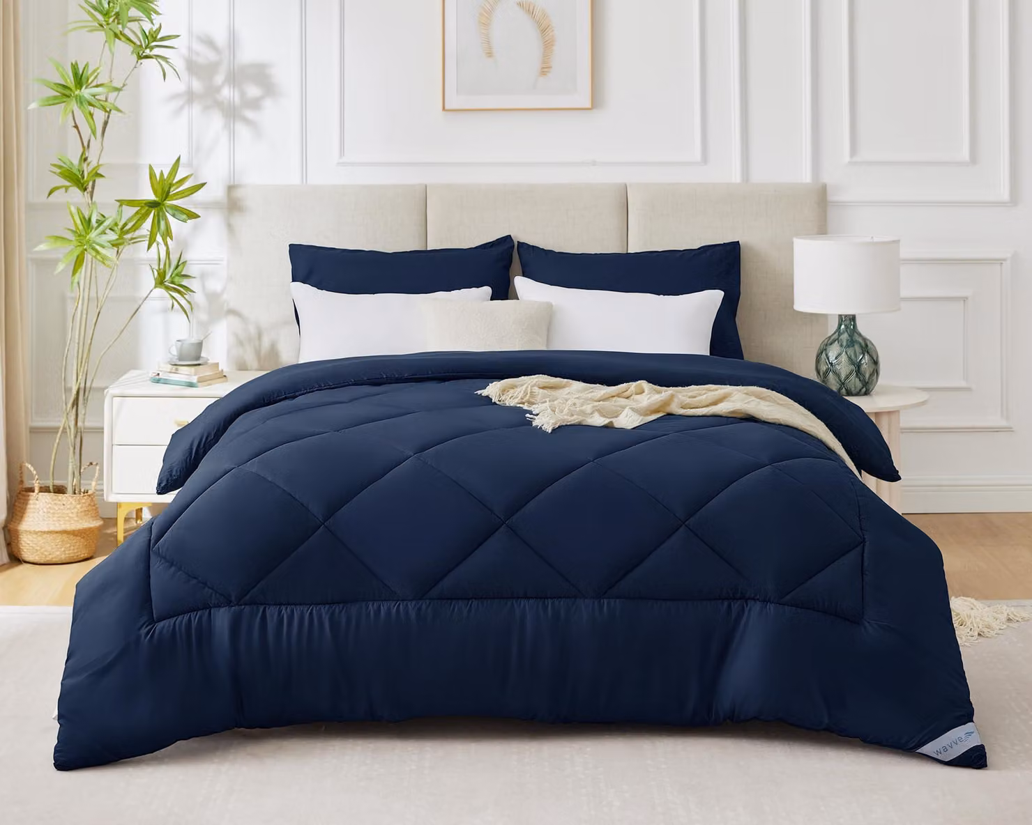 Coperta invernale per letto, dimensioni 220 x 240 cm, colore blu navy, peso 450 g/m², ideale per lenzuola