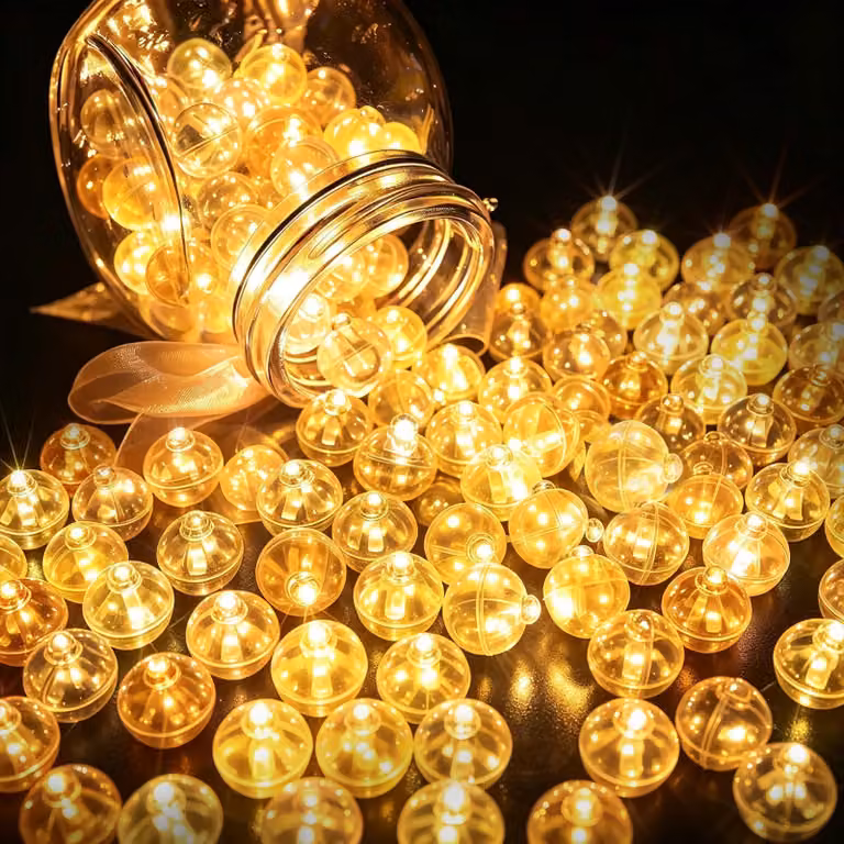 Lampadine LED mini, 120 pezzi, luce bianco caldo, per decorazioni e palloncini