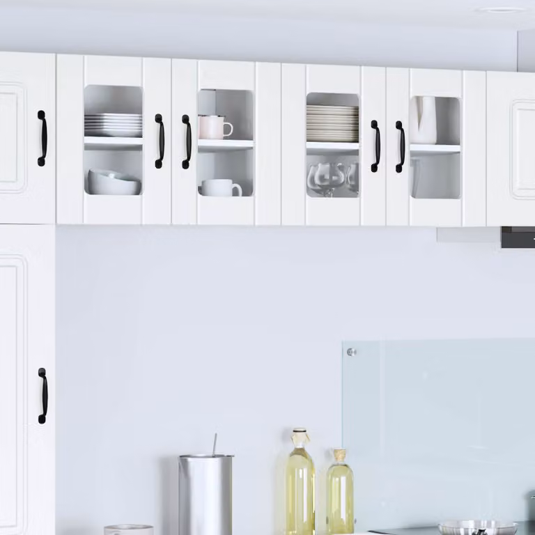 Set di 2 mobili da parete LUCCA vidaXL bianchi con ante in vetro e ripiani interni per cucina