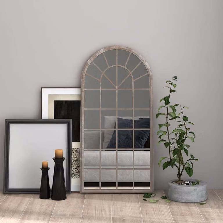 Specchio da parete rettangolare vidaXL in metallo e vetro, colore sabbia/beige, L: 90 cm, H: 45 cm