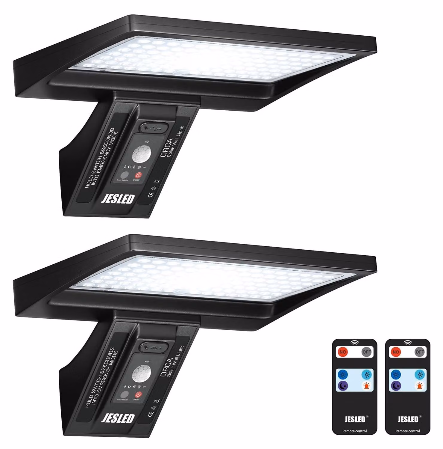 Lampade solari da esterno, 104 LED, 1050 lumen, 6000K (bianco freddo), con sensore di movimento, confezione da 2 pezzi