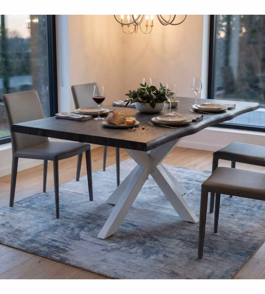 Cosma Tavolo Antracite Effetto Legno 160 x 90 cm Struttura Bianca