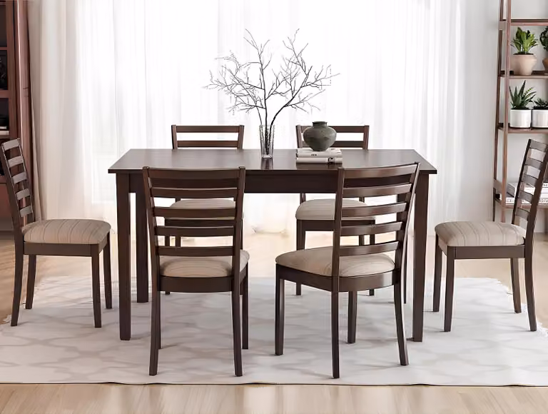 Italienische Möbel Designer Holz Tisch Sitz Polster Ess Zimmer 6x Stuhl 7tlg
