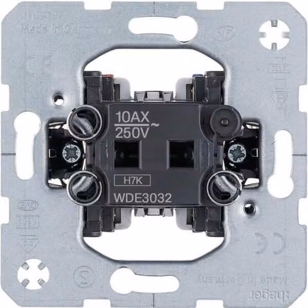 Interruttore Hager a 2 poli WDE3032, modulo a bilanciere da incasso 10 AX