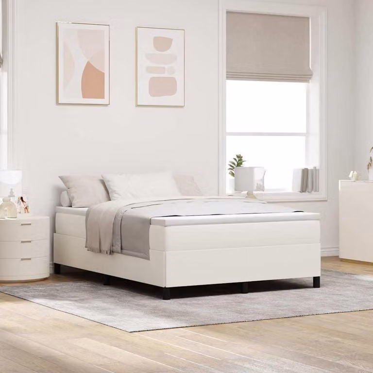 Maison Exclusive - Letto boxspring color crema 140 x 190 cm in velluto a coste
