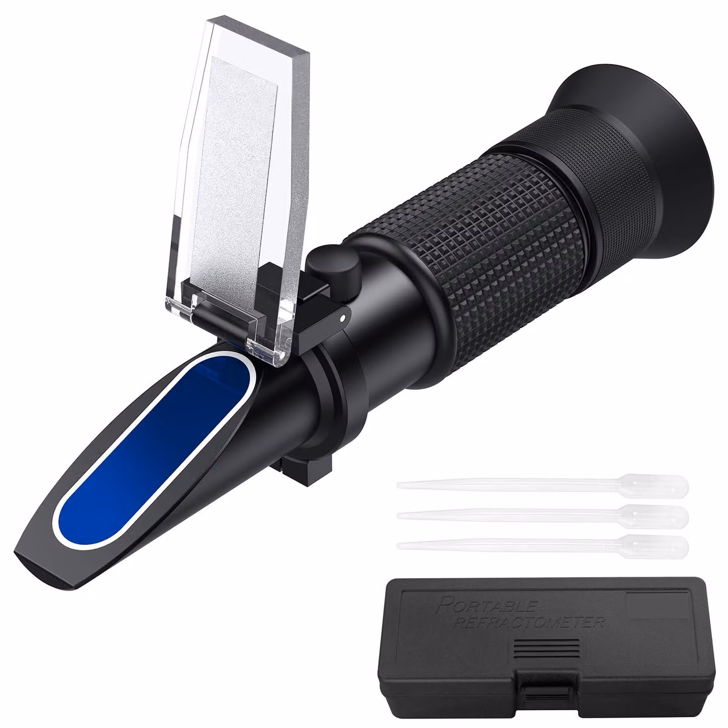 Rifrattometro Brix ATC, portatile, con pipette, range 0-80%, confezione da 3 pezzi.