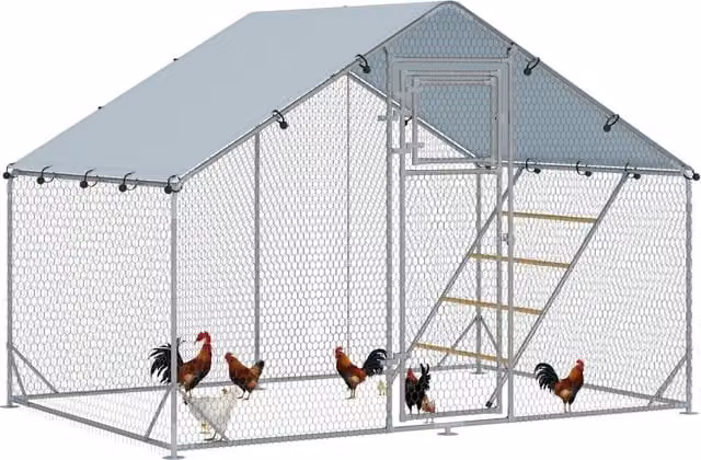 Recinto per galline Minimal Argento in acciaio zincato e poliestere L/P/H: 3 x 2 x 1,9 m