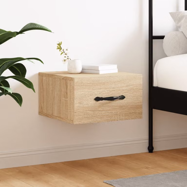 Comodino a muro vidaXL in Rovere Sonoma, L 35 x P 35 x H 20 cm