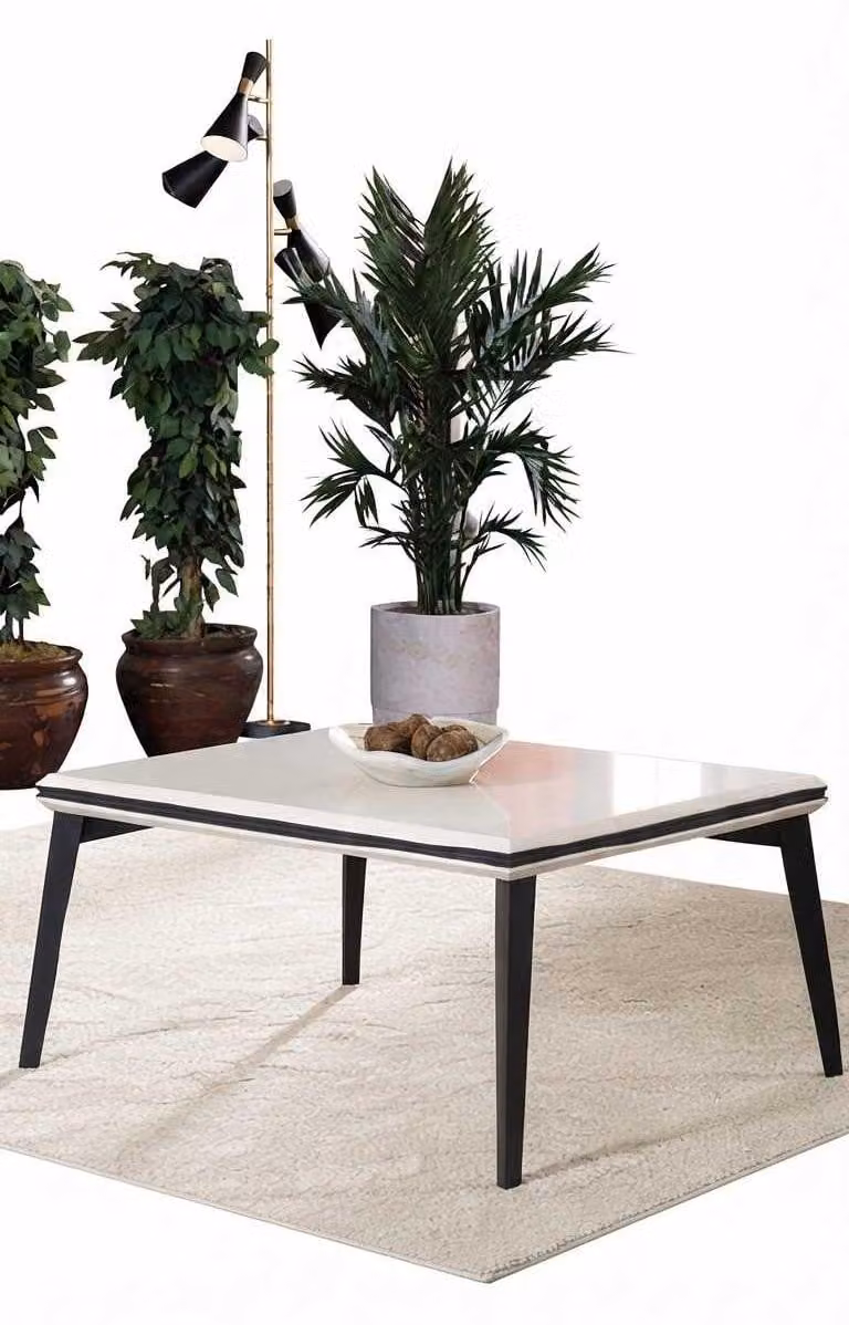 Tavolino da caffè, beige e nero, design moderno ed elegante, tavolino per il soggiorno, tavolino ausiliario