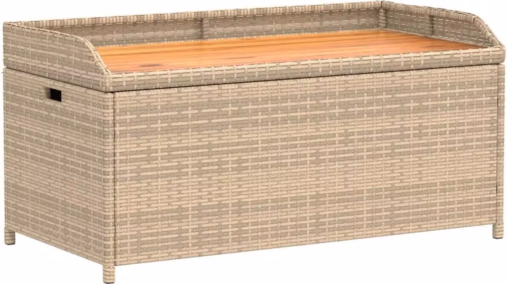 Panca Portaoggetti Beige Misto 100x50x52 cm Polyrattan e Acacia