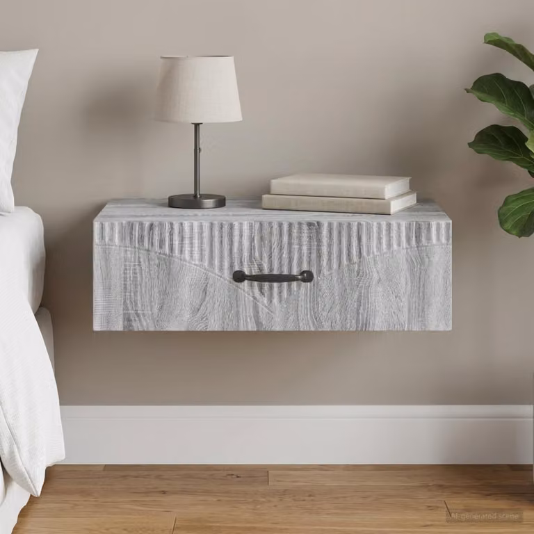 vidaXL Tavolino da Parete Laterale Moderno Grigio L: 59 cm, P: 34,5 cm, H: 17 cm