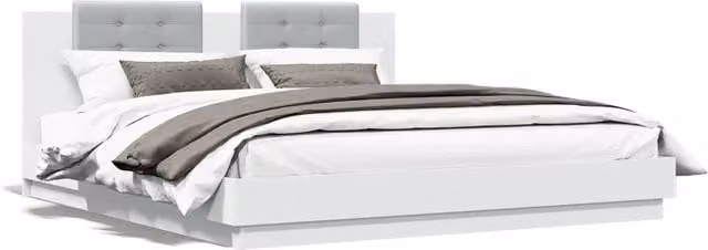 Letto matrimoniale | Letto per adulti | Giroletto con Testiera Bianco 180x200 cm in Legno Multistrato