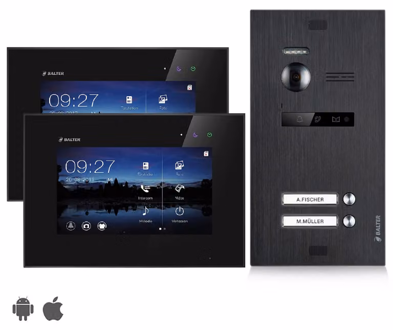 Videocitofono con schermo touchscreen da 7 pollici - Nero - Sistema a 2 fili - Con app Wi-Fi per la sicurezza esterna