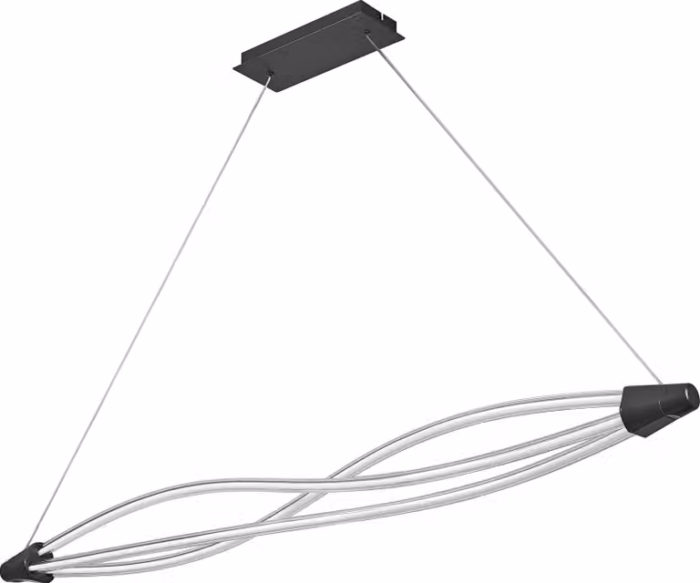 OSRAM Decor Swirl apparecchio a sospensione in policarbonato curvo con LED e design a filamento, 22 W, 2400 lm, 3000 K, 830 bianco caldo, dimmerabile a click, grigio scuro, plastica (PC), IP 20