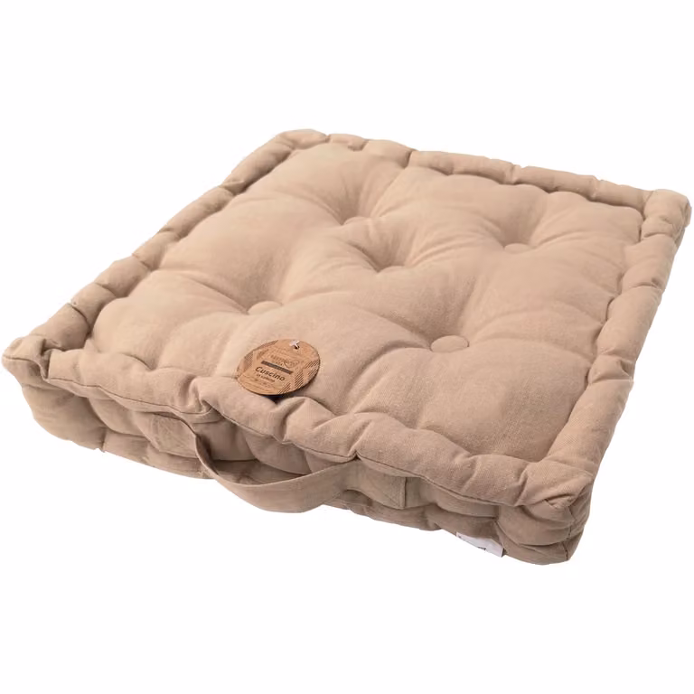 Cuscino da pavimento beige VESTIAMO CASA in cotone, L/P/H: 40 x 40 x 8 cm