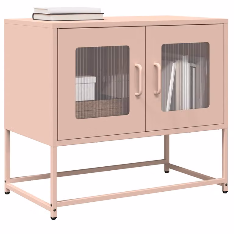 Mobile TV vidaXL Rosa in Metallo con Design Moderno L: 68 cm, P: 39 cm, H: 60,5 cm
