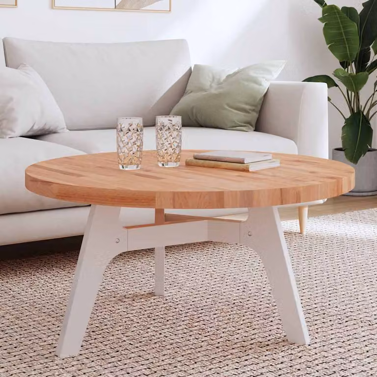 Piano per tavolo rotondo vidaXL in legno massello di faggio marrone, Ø 90 x 4 cm