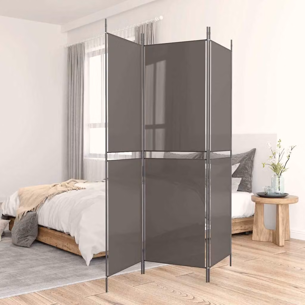 Divisorio a 3 Pannelli vidaXL Antracite in Tessuto H: 200 cm, L: 150 cm
