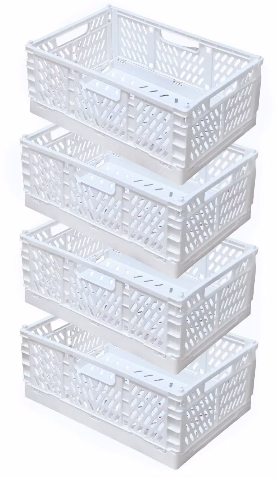 Set di 4 contenitori pieghevoli in plastica - Colore: bianco