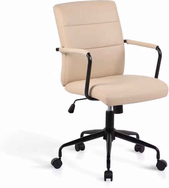 Sedia studio Hispanohogar regolabile in altezza similpelle beige 99x64x70