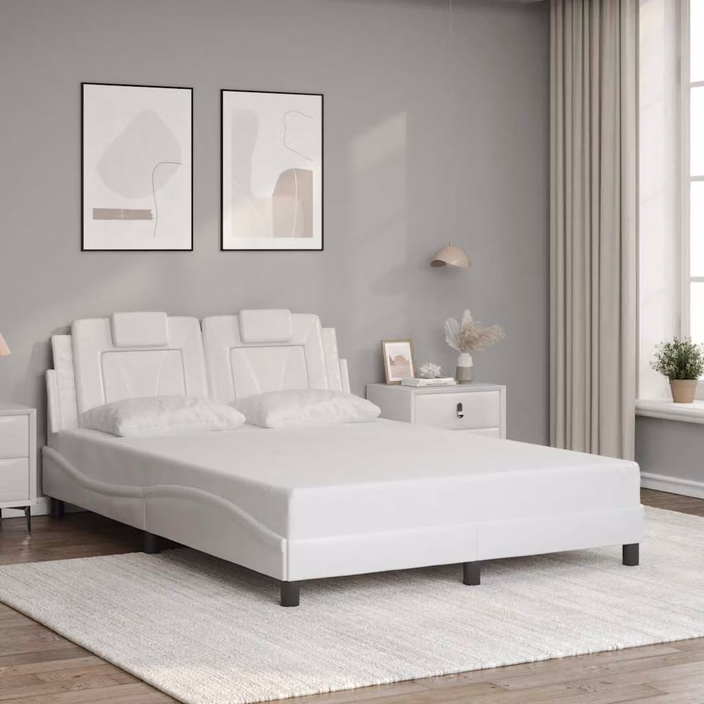 Giroletto Viana vidaXL in similpelle bianco senza materasso L/P/H: 140 x 190 cm – 1