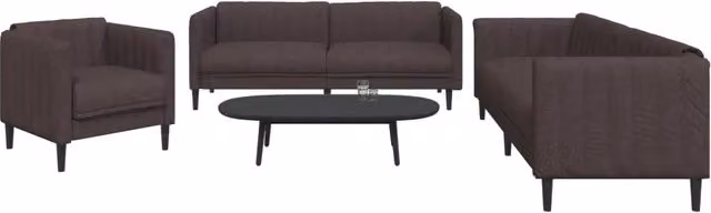 Set di divani 3 pezzi vidaXL in tessuto marrone per soggiorno con design moderno e cuscini inclusi – 1
