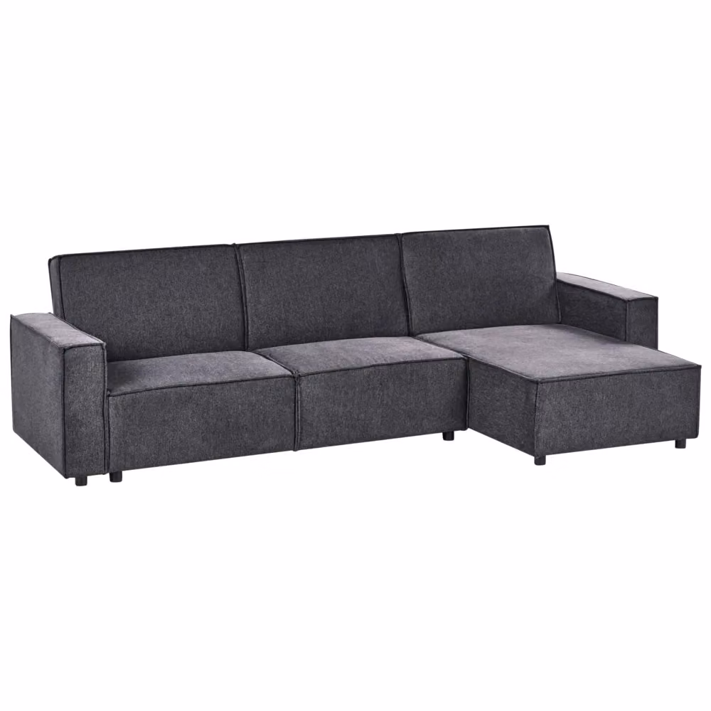 Divano letto angolare Beliani in tessuto grigio con funzione click-clack a forma di L con lato sinistro L/P/H: 290 x 173 x 86 cm – 2