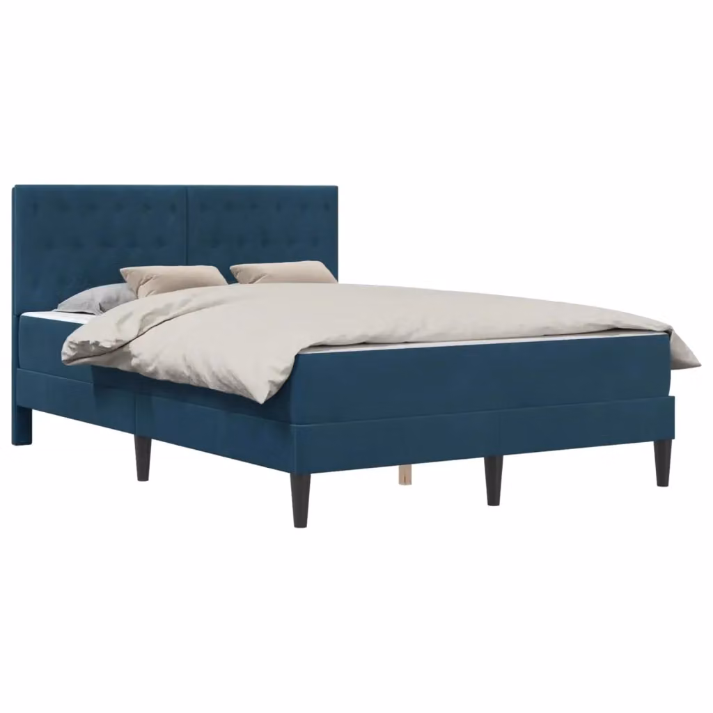 Letto moderno con struttura imbottita in velluto blu e materasso vidaXL L/P: 160 x 200 cm – 2