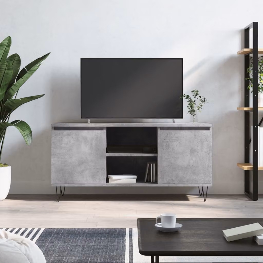 vidaXL Mobile Porta TV Moderno Grigio Cemento in Legno e Metallo L: 104 cm, P: 35 cm, H: 50 cm