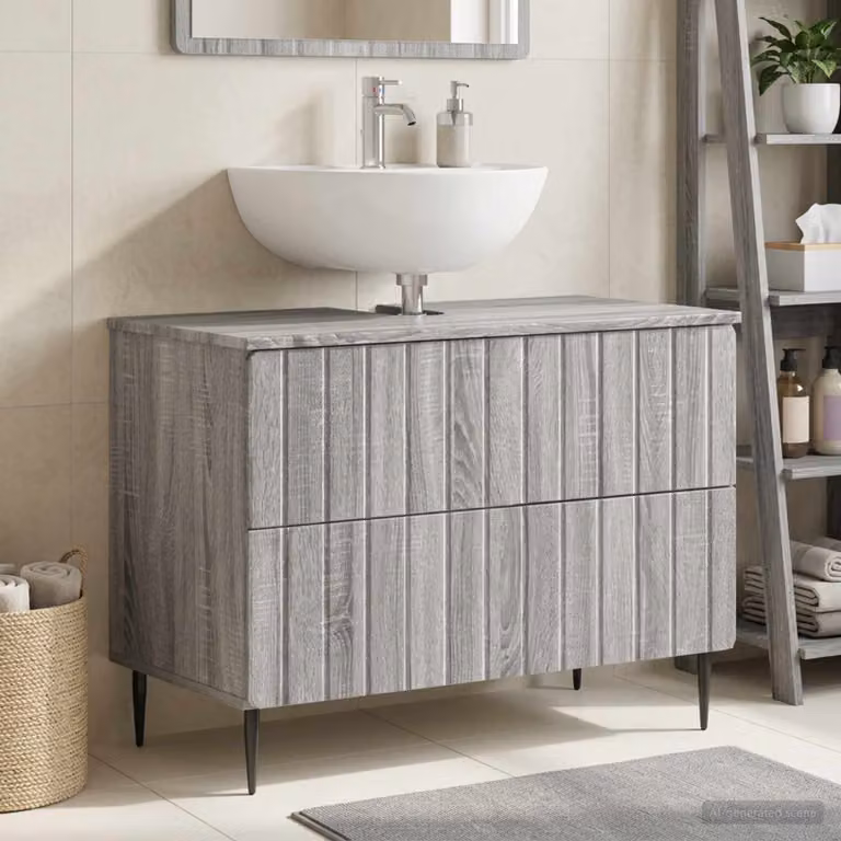 Armadio per lavabo da bagno moderno vidaXL ZWOLLE in MDF grigio opaco