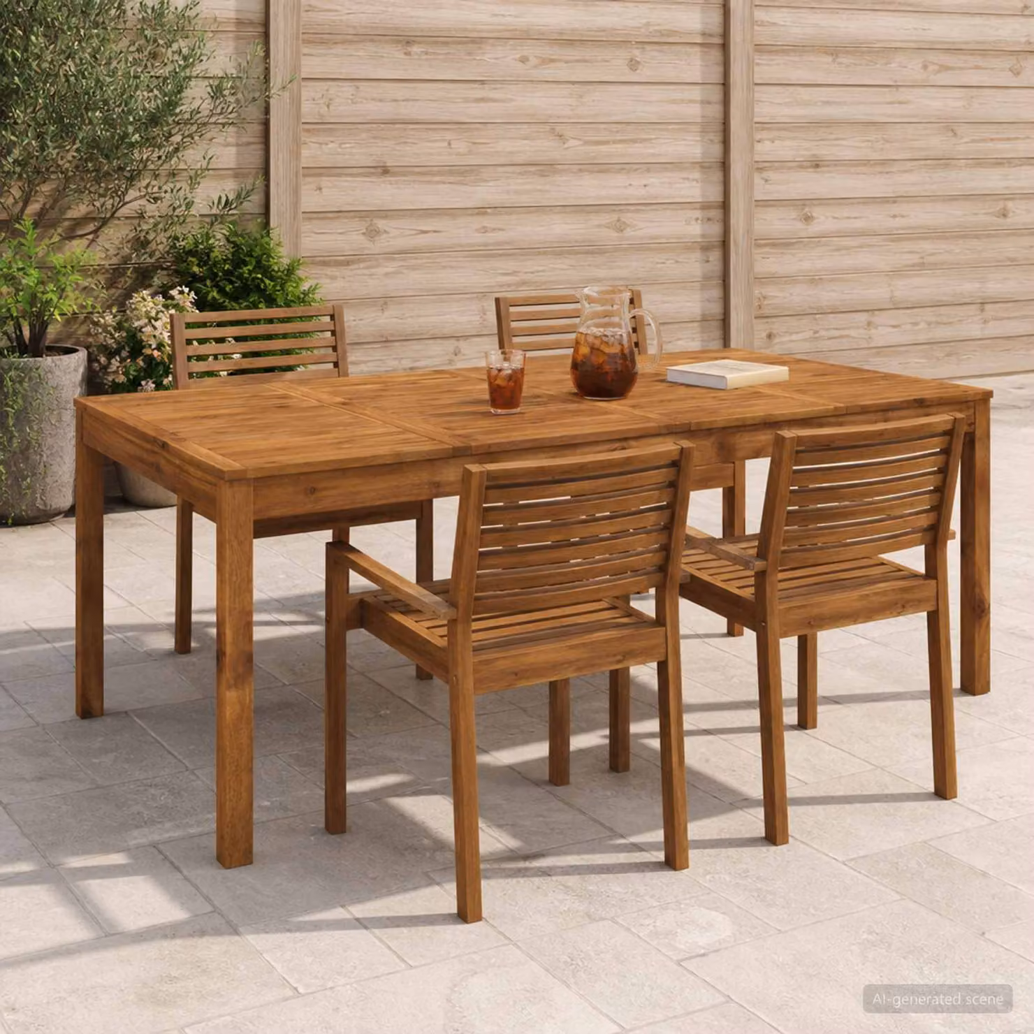 vidaXL Tavolo da giardino rettangolare in legno di acacia marrone L: 196 cm, P: 100,5 cm, H: 75 cm