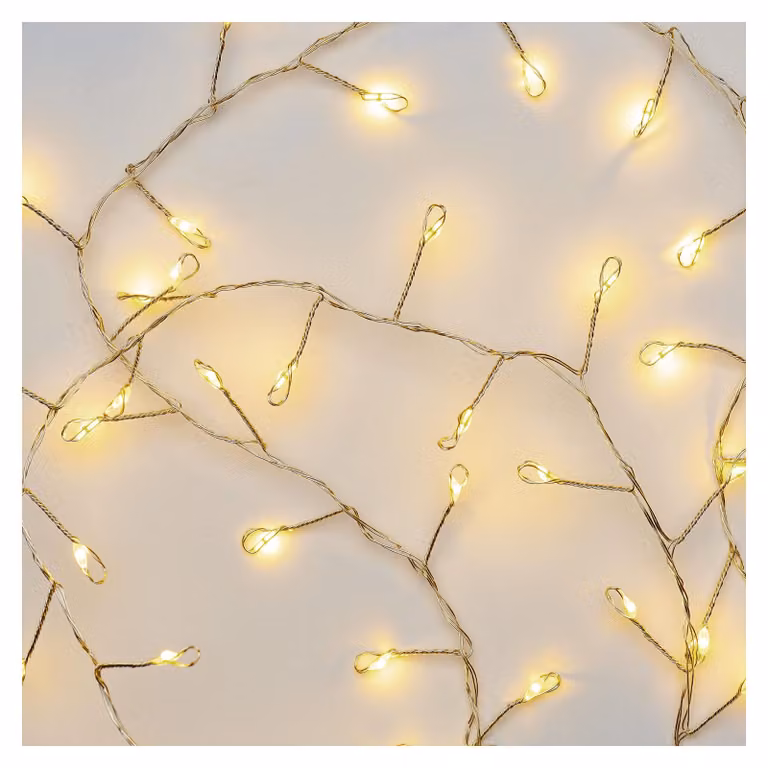 Catena luminosa a LED, lunghezza 2,4 metri, luce bianco caldo, con timer, alimentazione a batteria, grado di protezione IP20