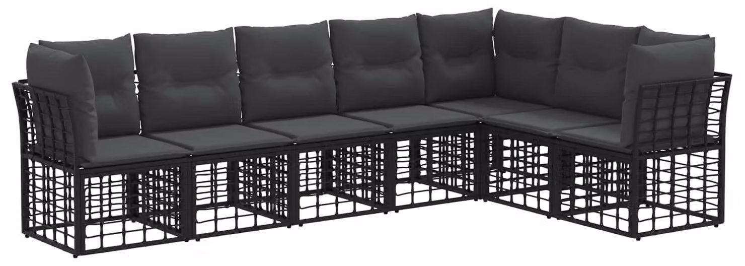 Set di divani da esterno Nero Poliestere