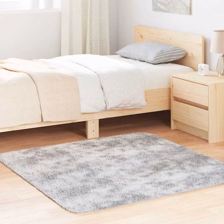Tappeto Shaggy a Pelo Lungo vidaXL NAVARRA Grigio Argento L/P: 120 x 120 cm