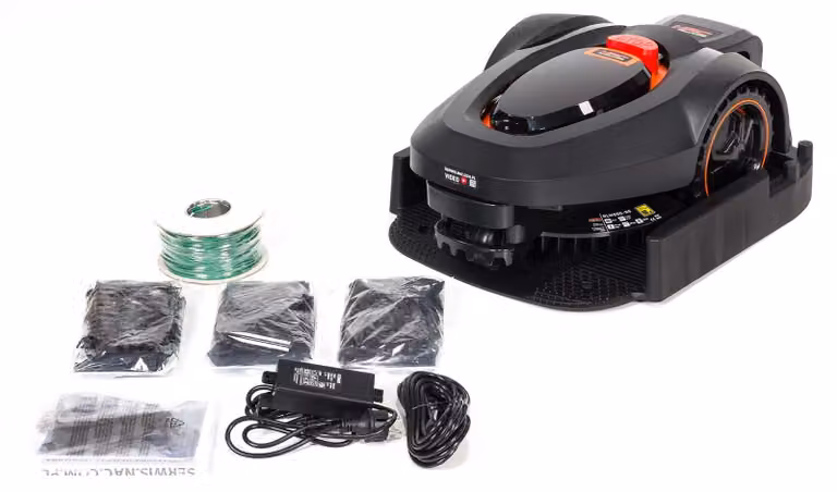 Tagliaerba robotizzati per giardini fino a 800 m², larghezza di taglio di 18 cm, altezza di taglio regolabile da 20 a 60 mm, alimentazione a 28 V