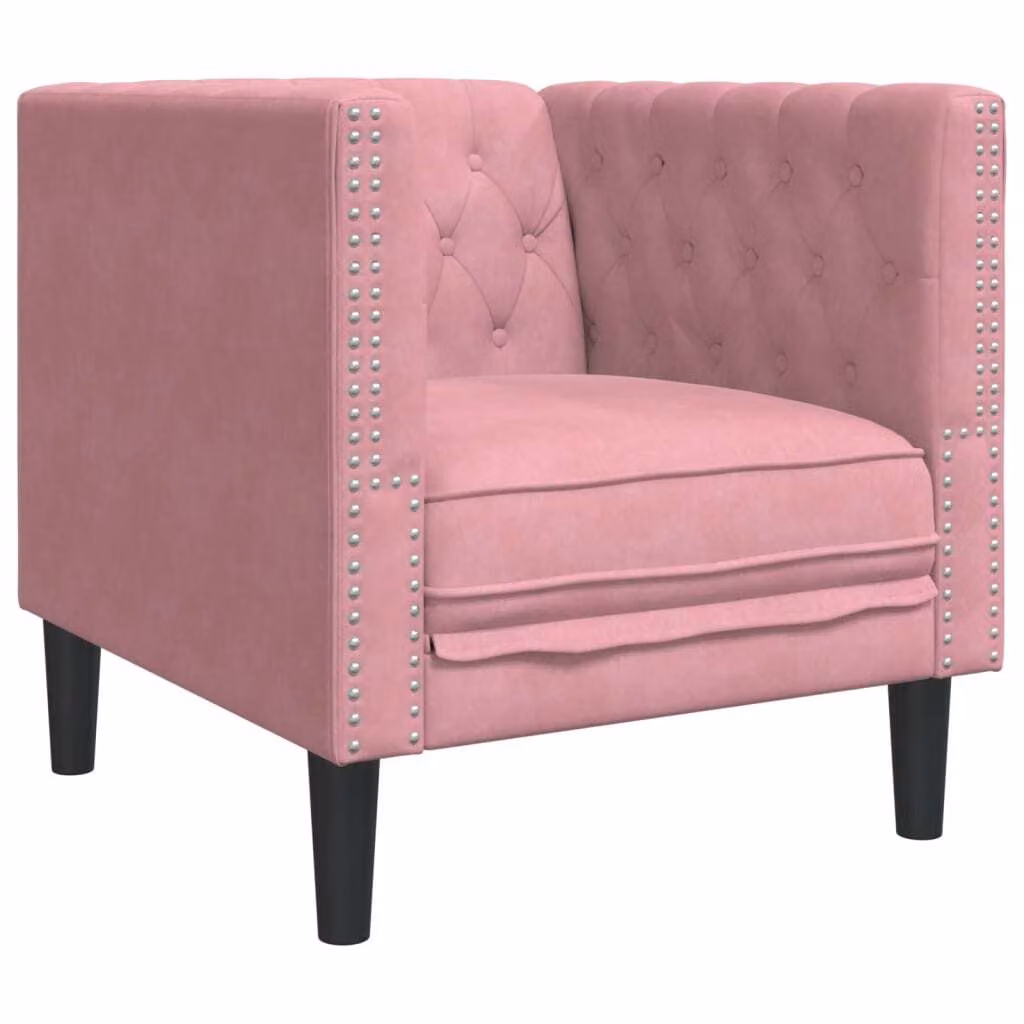 Poltrona Chesterfield Rosa in Velluto