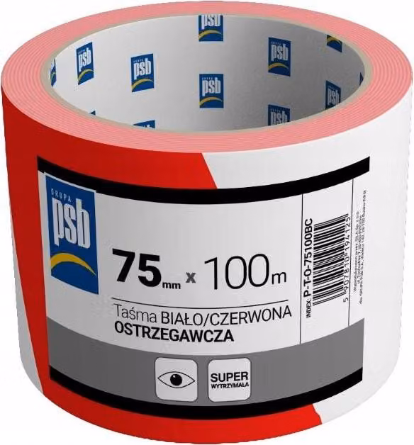Nastro di segnalazione rosso-bianco 75 mm x 100 m - Nastro di segnalazione resistente alle intemperie e agli agenti chimici