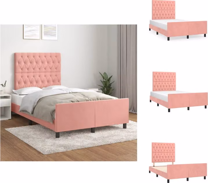 vidaXL Letto con testiera in velluto rosa 120x200 cm - Letti & Reti