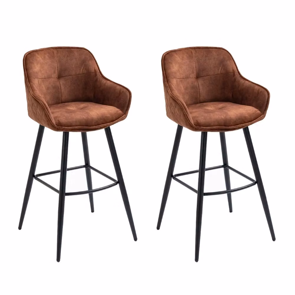 Sgabello da bar moderno CASA VITAL in microfibra e metallo, disponibile nei colori marrone, antracite o verde – 2