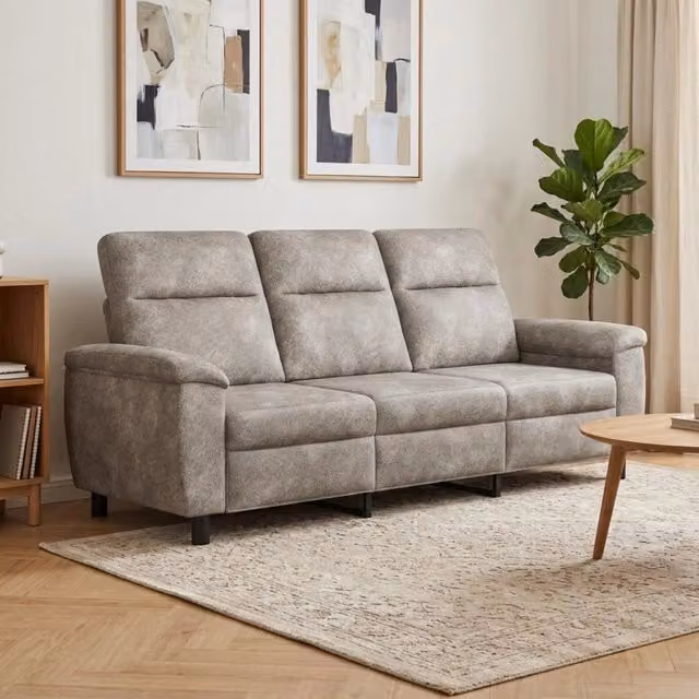 Divano moderno vidaXL in ecopelle con struttura in metallo, Grigio e Nero, L: 214 cm, P: 90 cm, H: 95 cm – 1