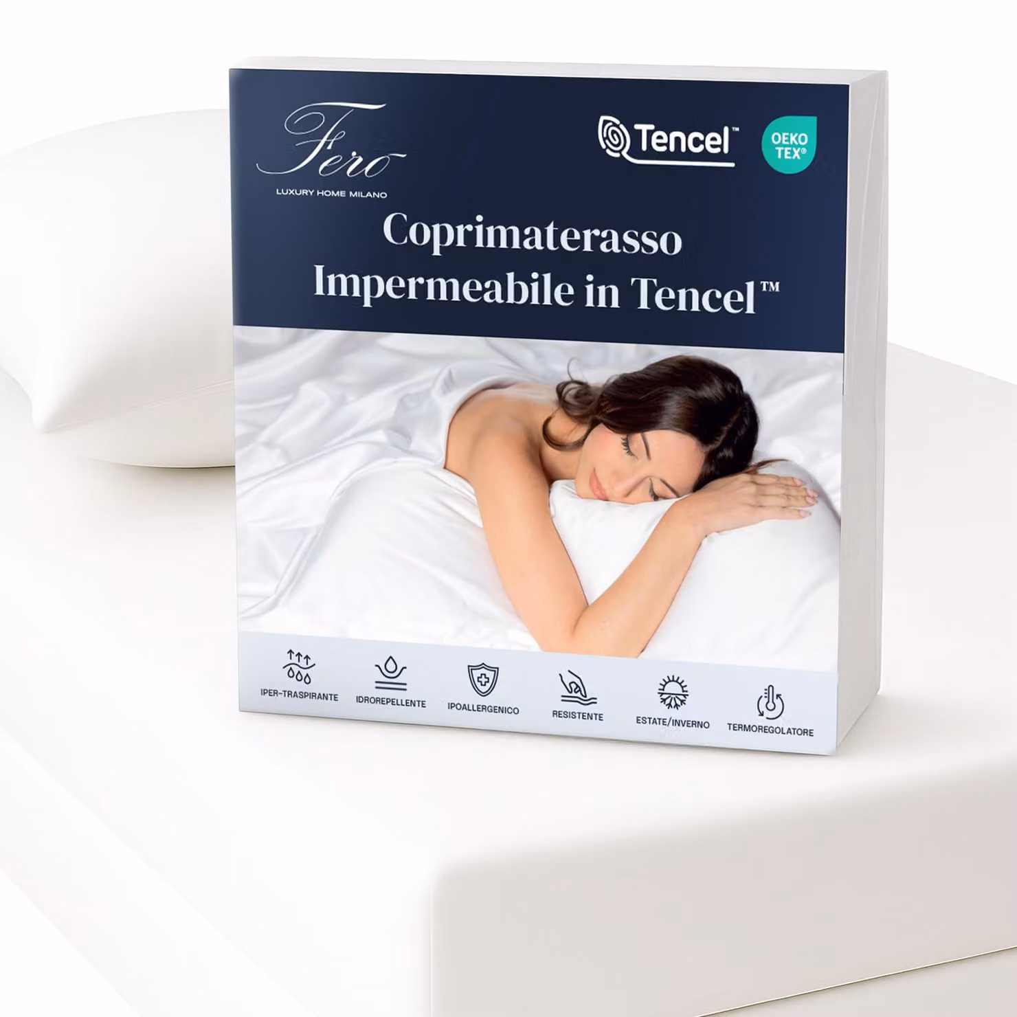 Coprimaterasso 90x200 cm, in Lyocell, impermeabile, Oeko-Tex, traspirante