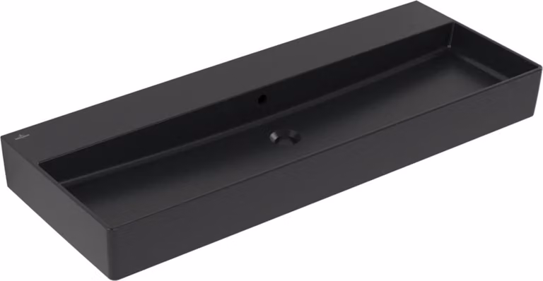 V&B Memento 2.0 lavabo 120x47cm, con sfioratore, nero puro C-plus