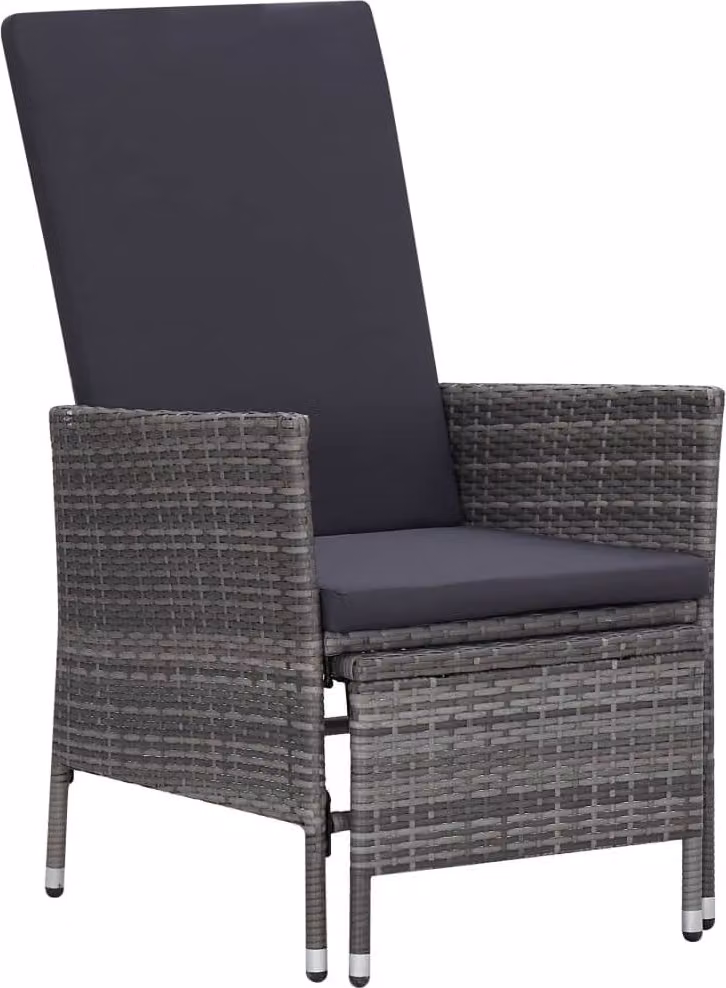 Set Divani da Giardino 3 pz con Cuscini in Polyrattan Grigio